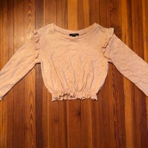 Forever 21 Pink Long Sleeve Ruffle Blouse Small